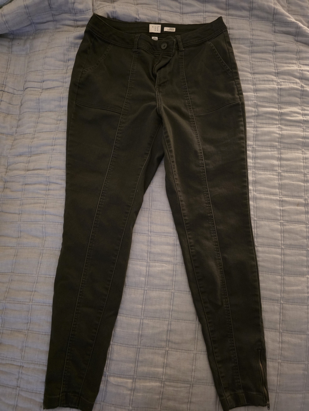 Dark Olive Ankle Zip Pants